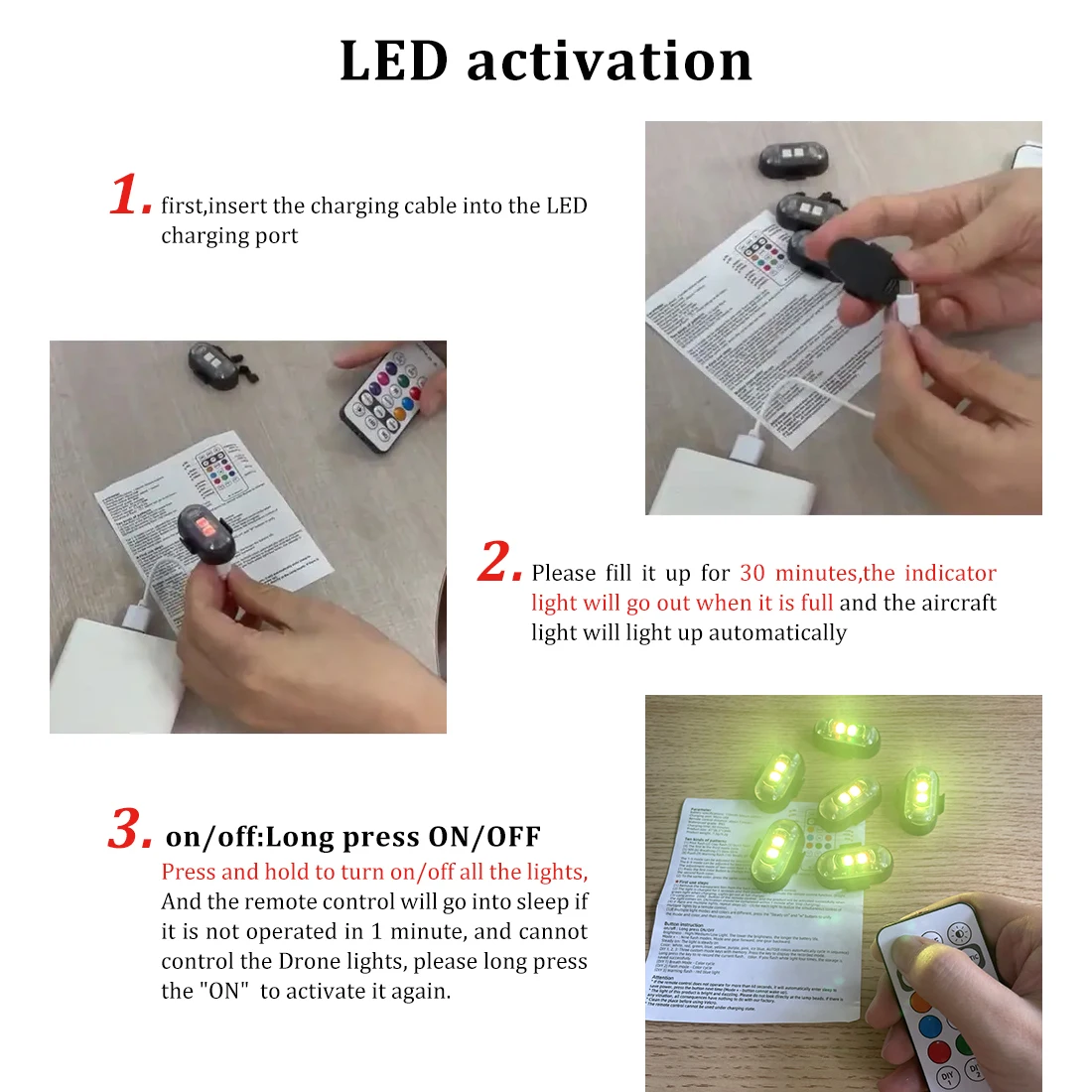 2/4/8Pcs Wireless Remote Contr - огляд і ціна Drone Led Light