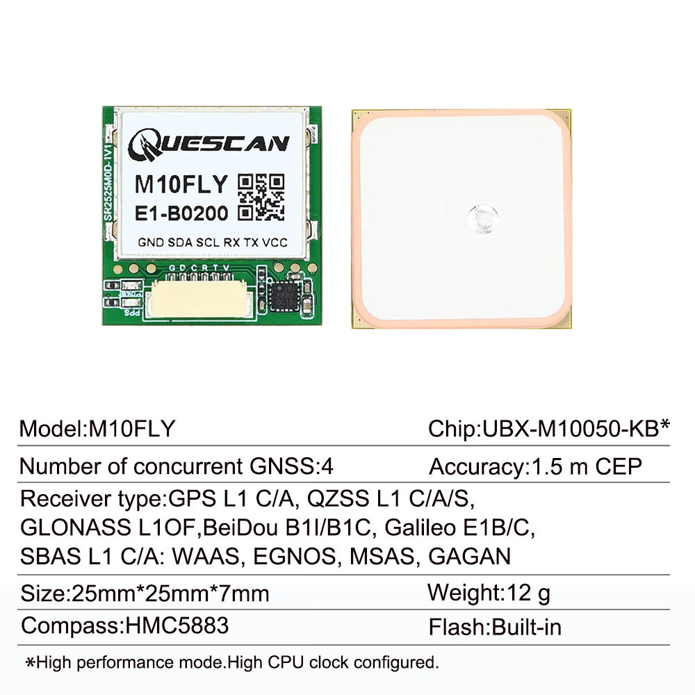 Quescan 25mm*25mm M10FLY 10Hz  - огляд і ціна Drone Gps Module